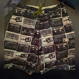 DC Shoes Dubbed Surf Swim Board Shorts w/Cassette Print & Bottle Opener, Size 30